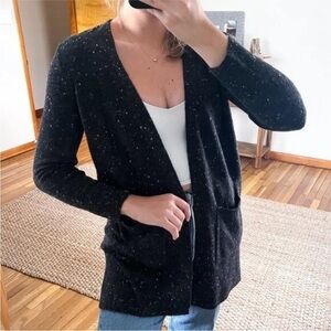 Madewell Wool Blend Black Confetti Knit Classic Open Cardigan Sweater S